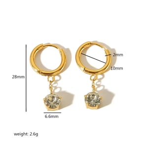 1 Pair Simple Sweet Style Round Geometric Stainless Steel  Gold Color Inlay Rhinestone Women's Drop Earrings h5 Picture3